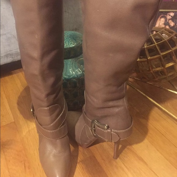FENDI leather light brown knee high boots - Picture 1 of 8